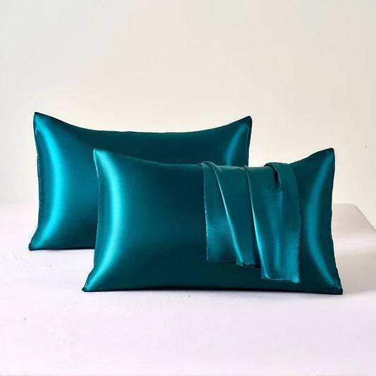 Taie d'Oreiller en Satin - SatinDreamPillow™ - Bleu Vert - Comptoir du LIT