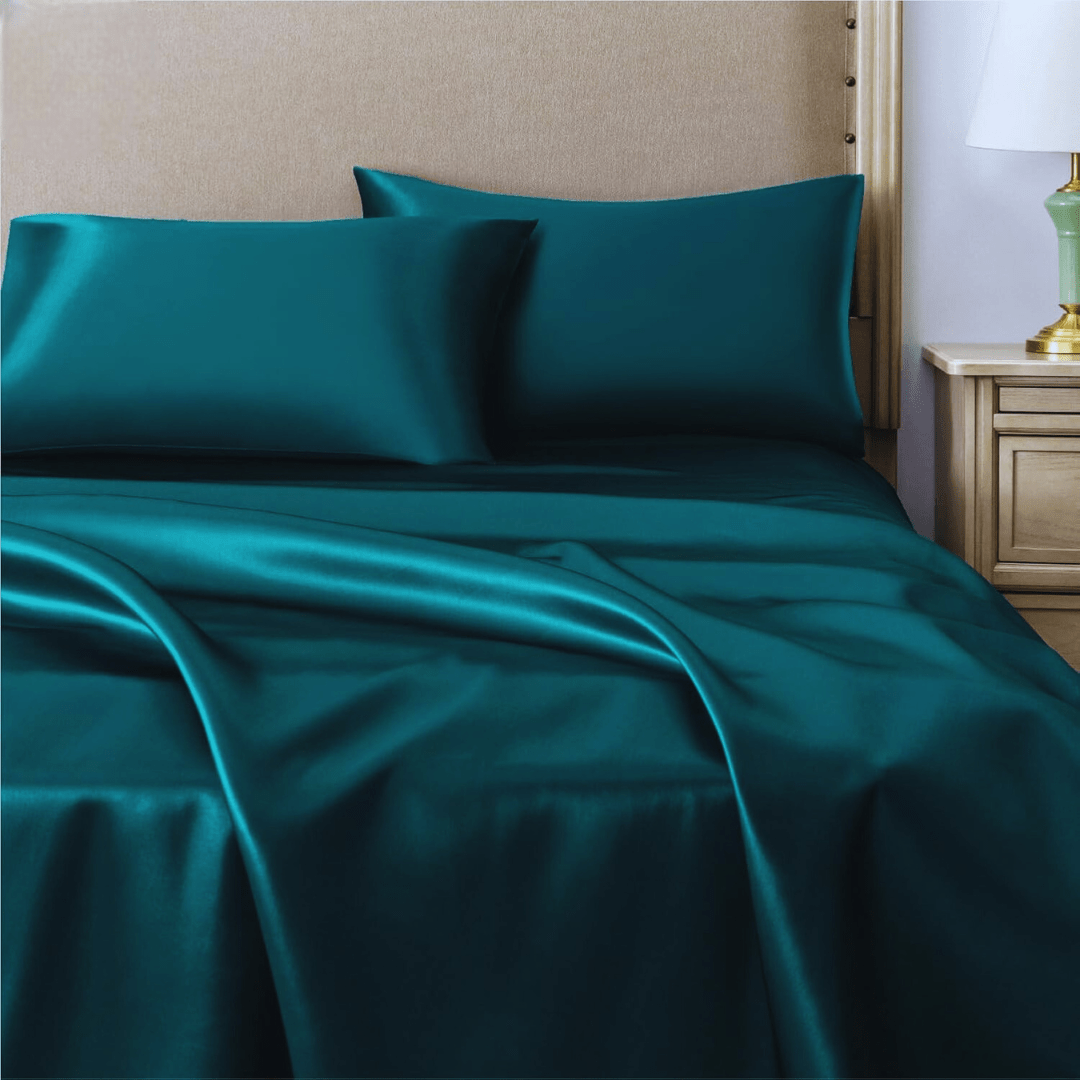 Taie d'Oreiller en Satin - SatinDreamPillow™ - Bleu Vert - Comptoir du LIT