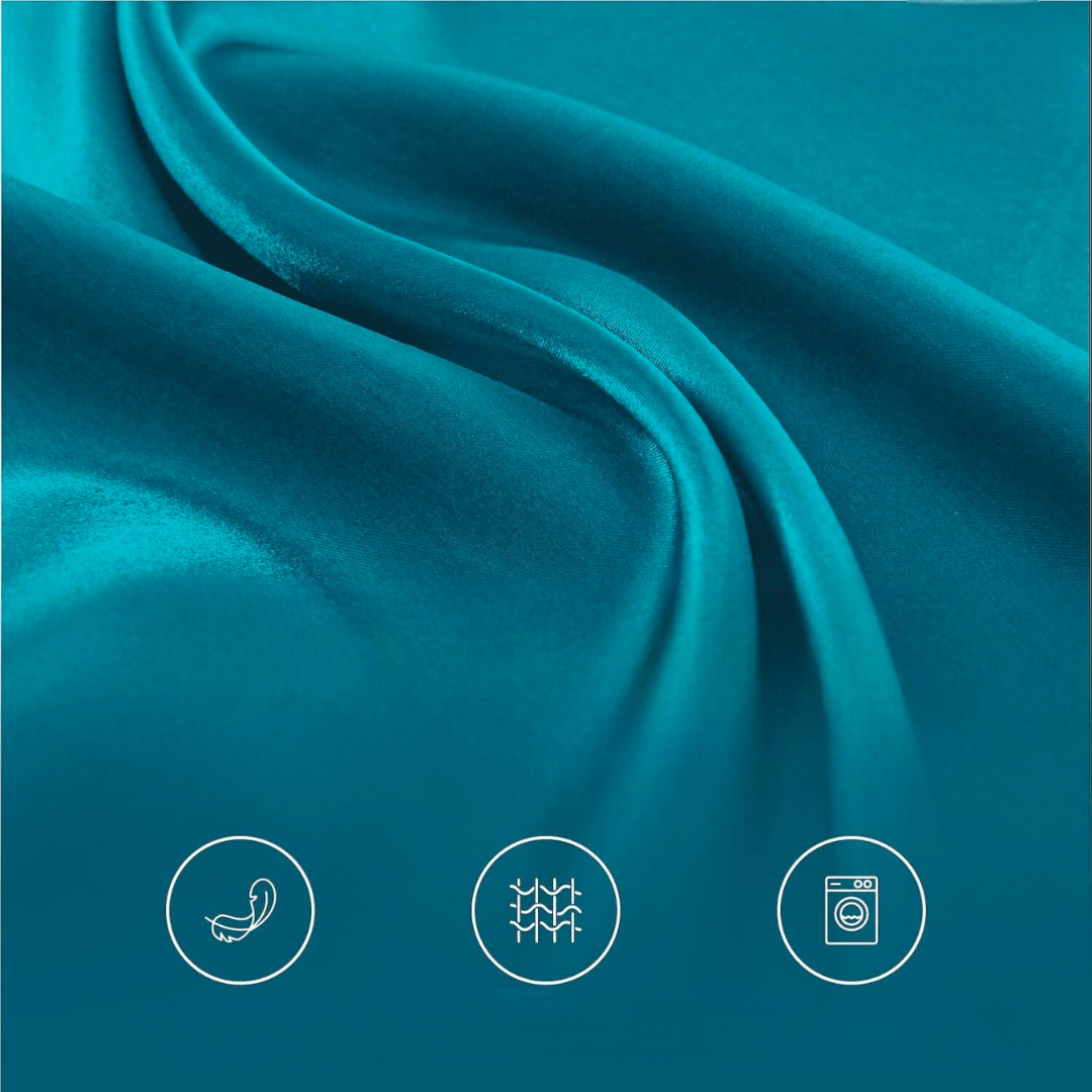 Taie d'Oreiller en Satin - SatinDreamPillow™ - Bleu Vert - Comptoir du LIT