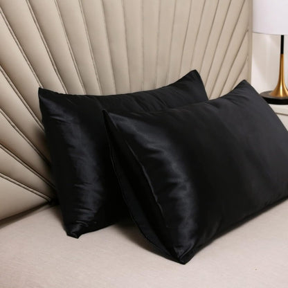 Taie d'Oreiller en Satin - SatinDreamPillow™ - Noir - Comptoir du LIT