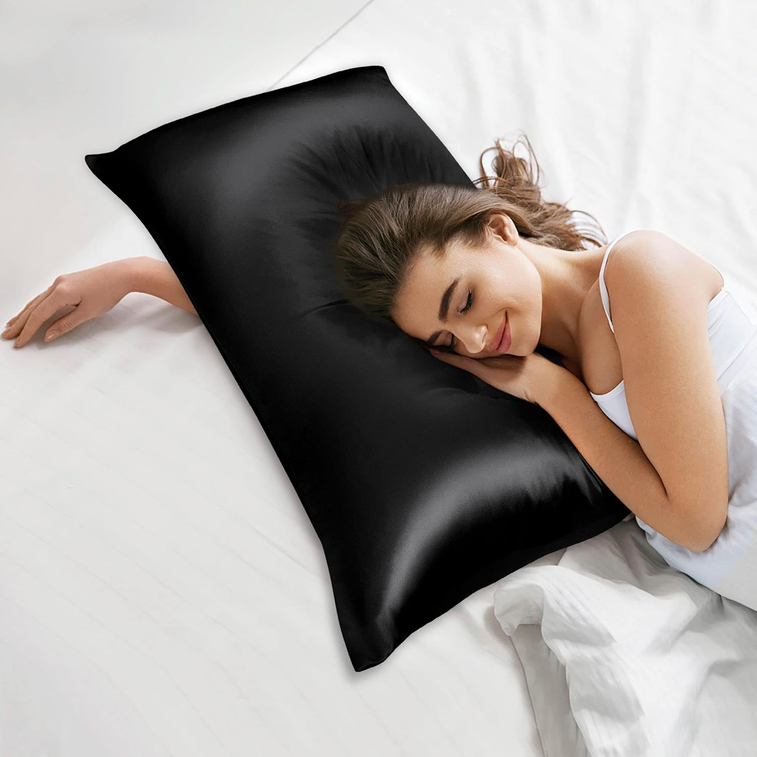 Taie d'Oreiller en Satin - SatinDreamPillow™ - Noir - Comptoir du LIT
